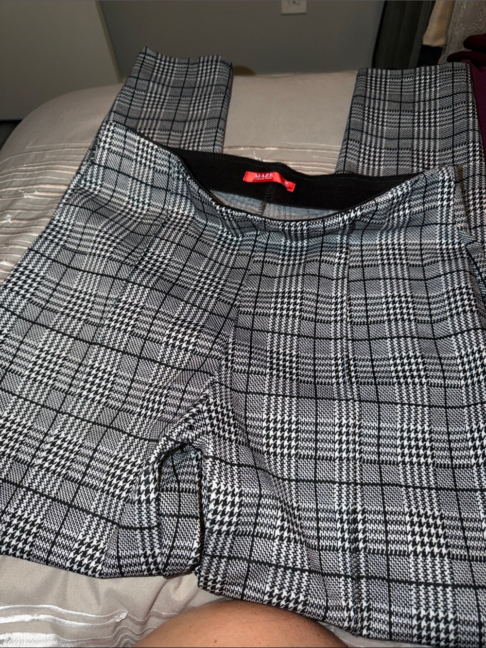 Women’s Black and White Glen Plaid Pants